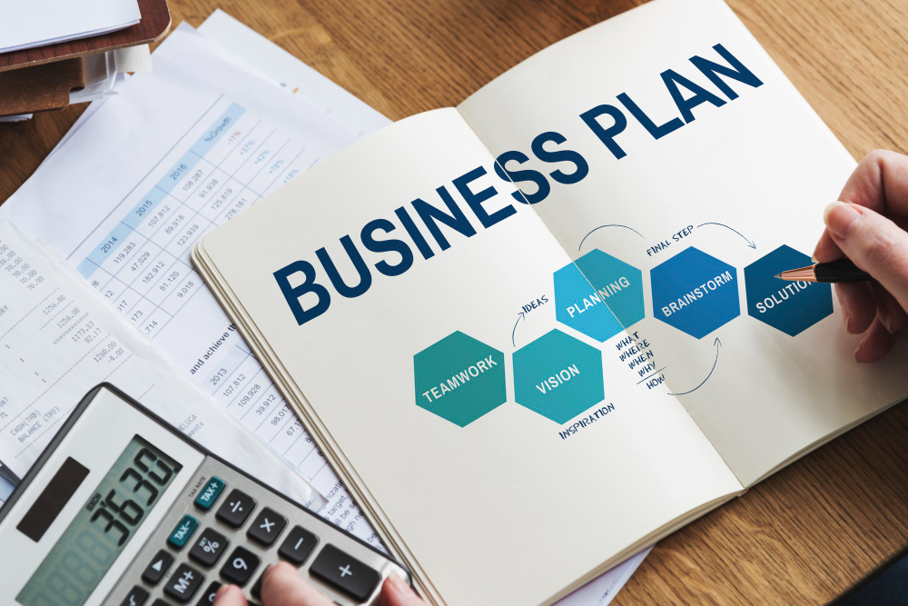 book with business plan written in it